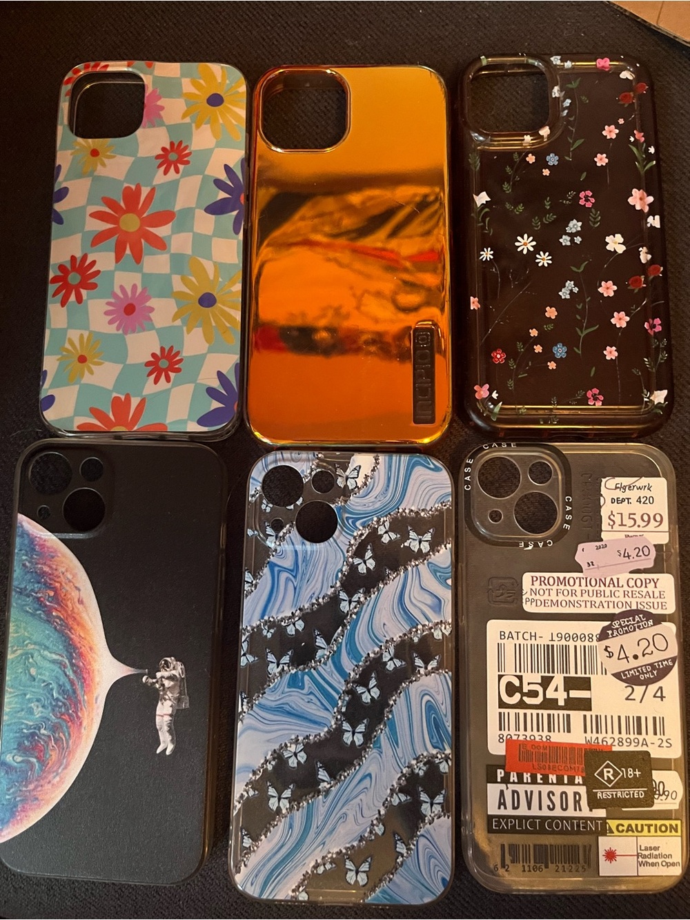 IPhone 13 Case Bundle - Floral, Gold Mirror, Black Floral & Graphic Designs